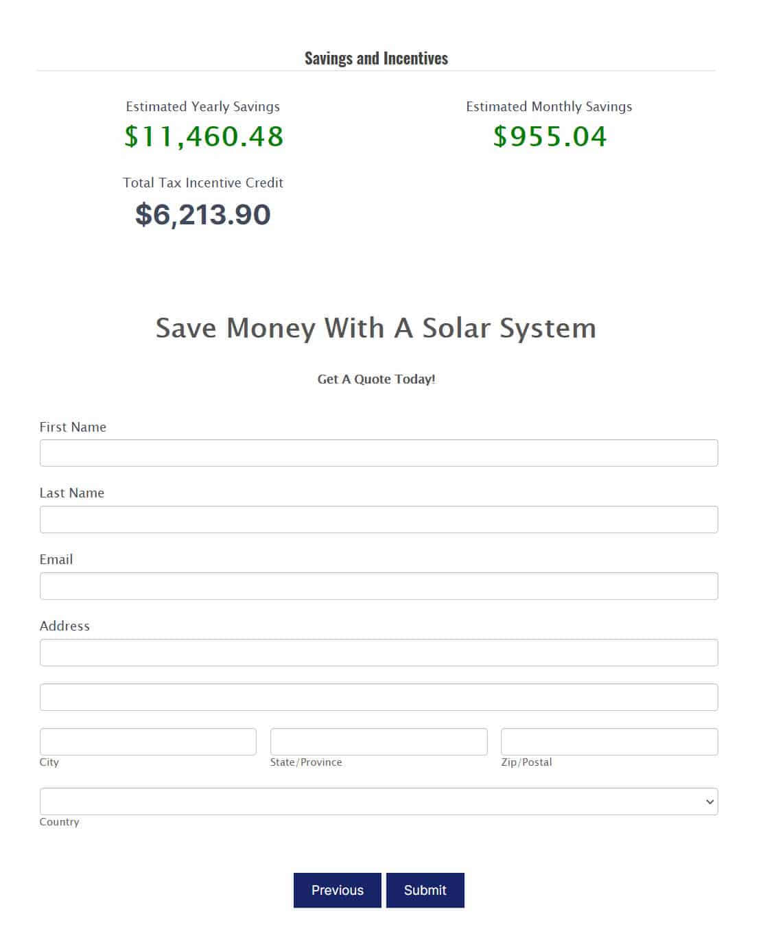BM Innovations Portfolio Project Solar Calculator Savings